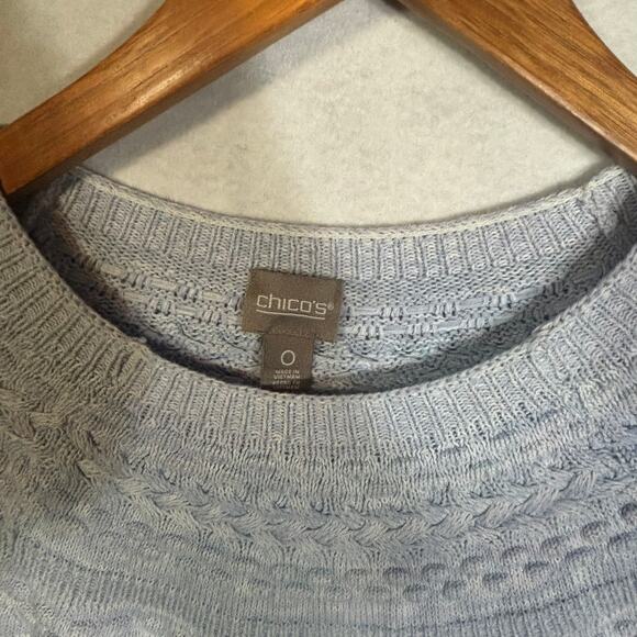 Chico’s Sweater Size 0 Small Purple Blue Textured Knit Pullover Crew Neck - Picture 2 of 7